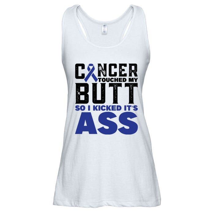 Cancer Touched My Butt So I Kicked Its Ass Funny Colon Cancer Awareness Ladies Essential Flowy Tank