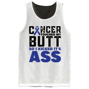 Cancer Touched My Butt So I Kicked Its Ass Funny Colon Cancer Awareness Mesh Reversible Basketball Jersey Tank