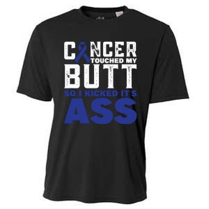 Cancer Touched My Butt So I Kicked Its Ass Funny Colon Cancer Awareness Cooling Performance Crew T-Shirt