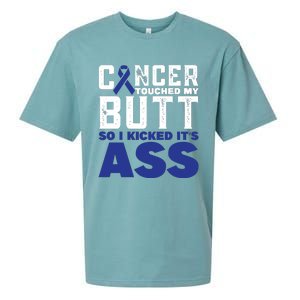 Cancer Touched My Butt So I Kicked Its Ass Funny Colon Cancer Awareness Sueded Cloud Jersey T-Shirt