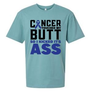 Cancer Touched My Butt So I Kicked Its Ass Funny Colon Cancer Awareness Sueded Cloud Jersey T-Shirt