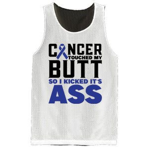 Cancer Touched My Butt So I Kicked Its Ass Funny Colon Cancer Awareness Mesh Reversible Basketball Jersey Tank