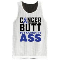 Cancer Touched My Butt So I Kicked Its Ass Funny Colon Cancer Awareness Mesh Reversible Basketball Jersey Tank