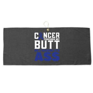 Cancer Touched My Butt So I Kicked Its Ass Funny Colon Cancer Awareness Large Microfiber Waffle Golf Towel