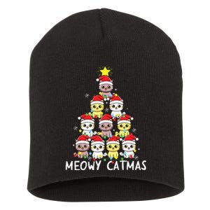 Christmas Tree Meowy Catmas Cat Xmas Girls Boy Funny Santa Short Acrylic Beanie