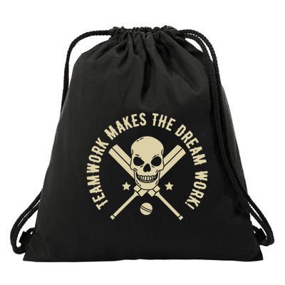 Colorful Teamwork makes the Dream Work! Cricket Drawstring Bag