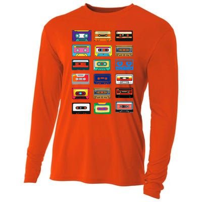 Cassette Tapes Mixtapes 1980s 1990s Radio Music Graphic Cooling Performance Long Sleeve Crew