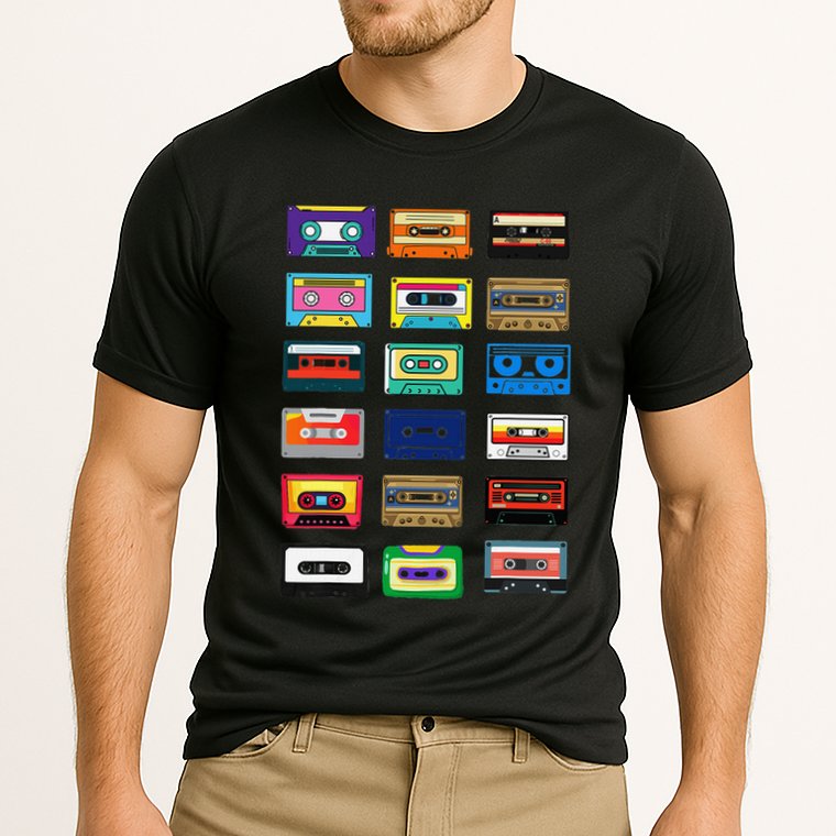 Cassette Tapes Mixtapes 1980s 1990s Radio Music Graphic Cooling Performance Crew T-Shirt