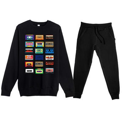 Cassette Tapes Mixtapes 1980s 1990s Radio Music Graphic Premium Crewneck Sweatsuit Set