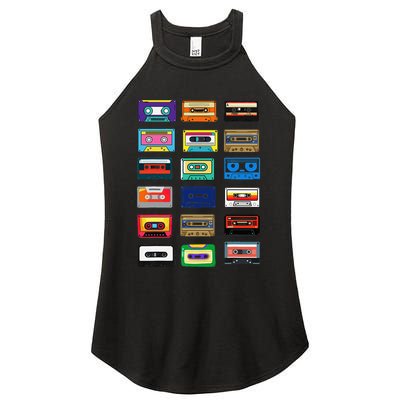 Cassette Tapes Mixtapes 1980s 1990s Radio Music Graphic Women's Perfect Tri Rocker Tank