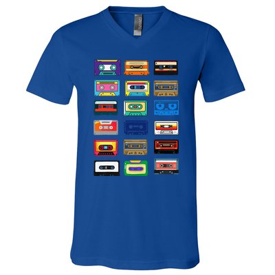 Cassette Tapes Mixtapes 1980s 1990s Radio Music Graphic V-Neck T-Shirt