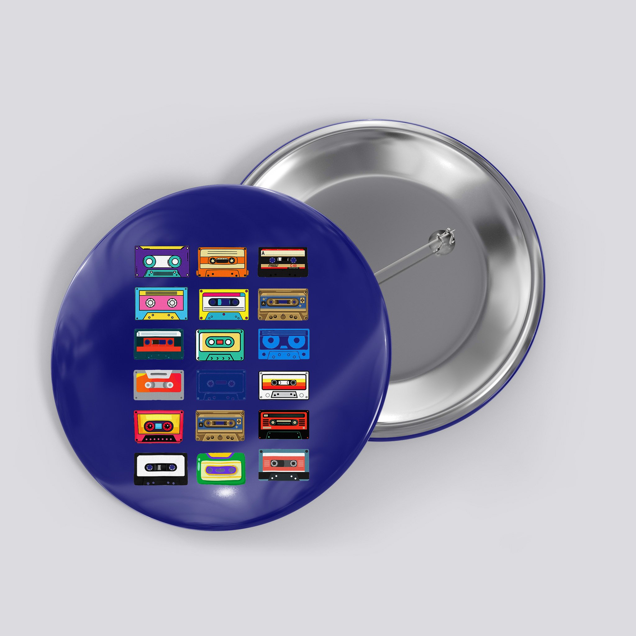 Cassette Tapes Mixtapes 1980s 1990s Radio Music Graphic Button