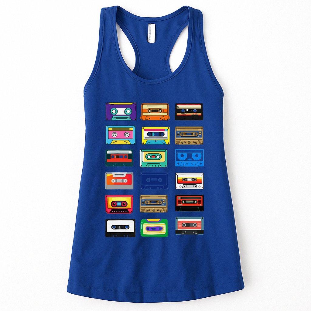 Cassette Tapes Mixtapes 1980s 1990s Radio Music Graphic Womens Tank Top