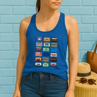 Cassette Tapes Mixtapes 1980s 1990s Radio Music Graphic Womens Tank Top