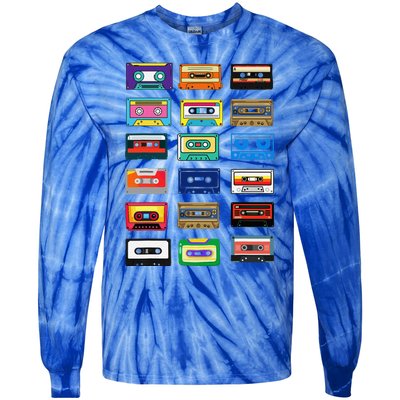 Cassette Tapes Mixtapes 1980s 1990s Radio Music Graphic Tie-Dye Long Sleeve Shirt