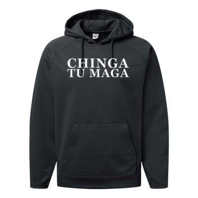 Chinga Tu Maga Anti Trump Mexican Spanish Latin Word Performance Fleece Hoodie