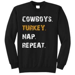 Cowboys Turkey Nap Repeat Thanksgiving Football Sweatshirt