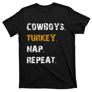 Cowboys Turkey Nap Repeat Thanksgiving Football T-Shirt