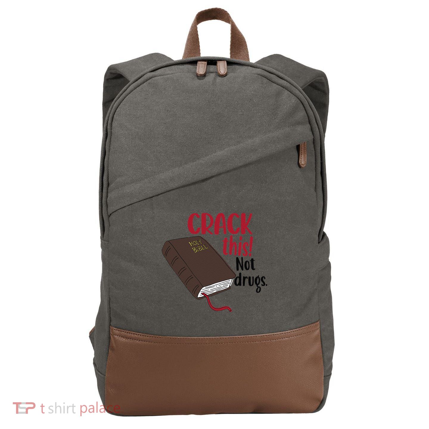 Crack This Not Drugs Holy Bible Christian God Saying Cotton Canvas Backpack
