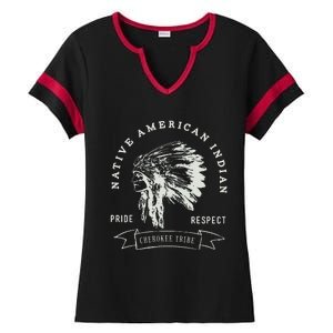 Cherokee Tribe Native American Indian Pride Respect Design Ladies Halftime Notch Neck Tee