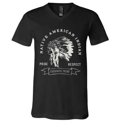 Cherokee Tribe Native American Indian Pride Respect Design V-Neck T-Shirt