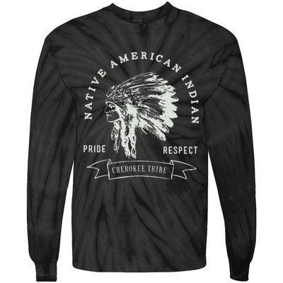 Cherokee Tribe Native American Indian Pride Respect Design Tie-Dye Long Sleeve Shirt