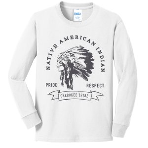 Cherokee Tribe Native American Indian Pride Respect Print Kids Long Sleeve Shirt