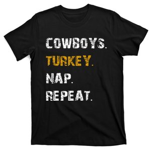 Cowboys Turkey Nap Repeat Thanksgiving Football T-Shirt