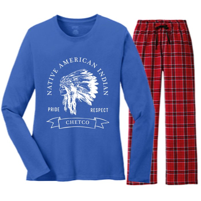 Chetco Tribe Native American Indian Pride Respect Vintage Great Gift Women's Long Sleeve Flannel Pajama Set 