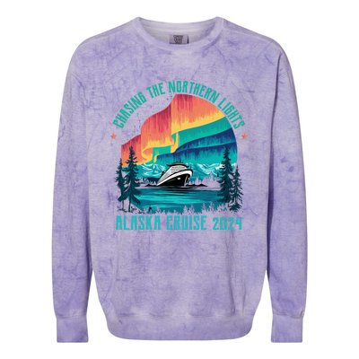 Chasing The Northern Lights Alaska Cruise 2024 Adventure Colorblast Crewneck Sweatshirt