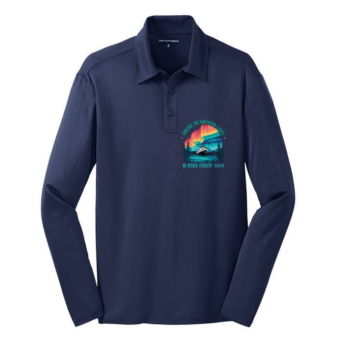 Chasing The Northern Lights Alaska Cruise 2024 Adventure Silk Touch Performance Long Sleeve Polo