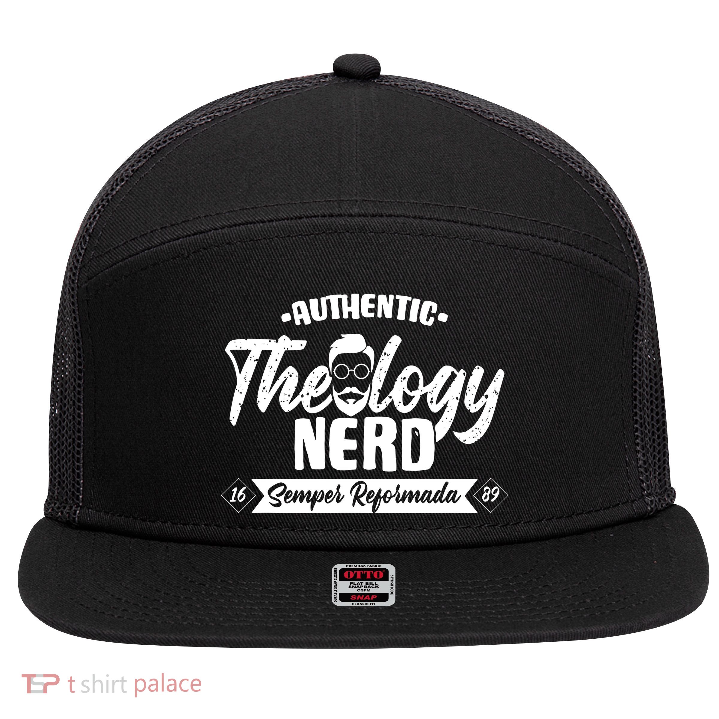 Christian Theology Nerd 1689 Reformed Seminary 7 Panel Mesh Trucker Snapback Hat