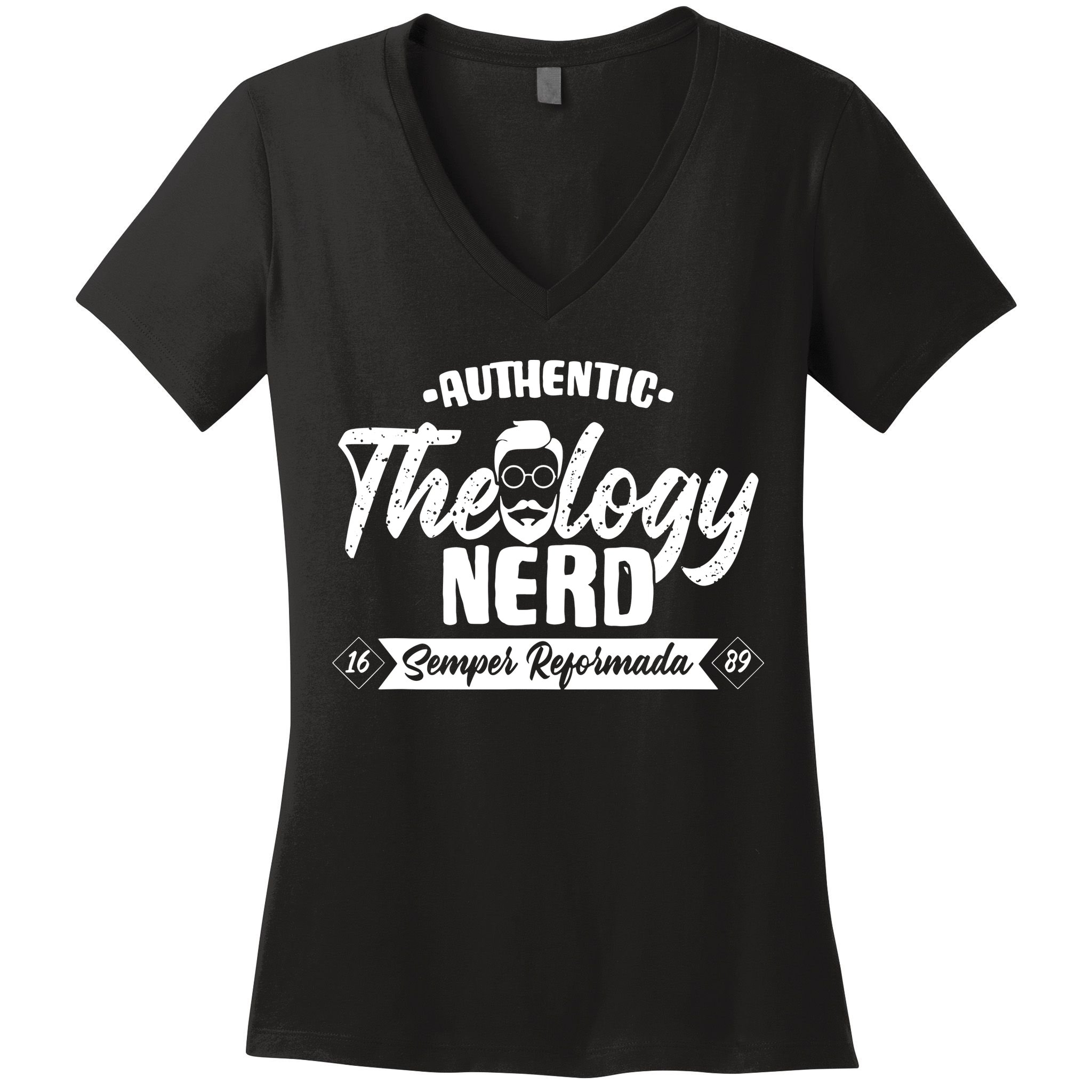 Christian Theology Nerd 1689 Reformed Seminary Women's V-Neck T-Shirt