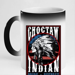 Choctaw Tribe Native Pride Respect American Indian Us Flag Meaningful Gift 11oz Black Color Changing Mug