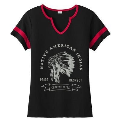 Choctaw Tribe Native American Indian Pride Respect Ladies Halftime Notch Neck Tee