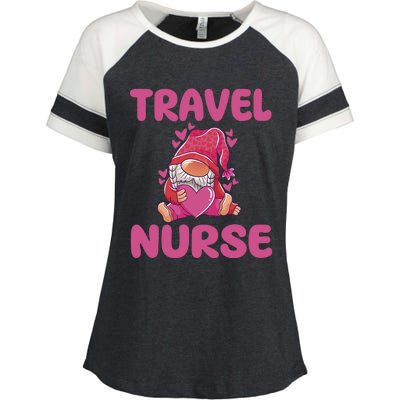 Cute Travel Nurse Gnome Outfit Registered Nurse Great Gift Enza Ladies Jersey Colorblock Tee