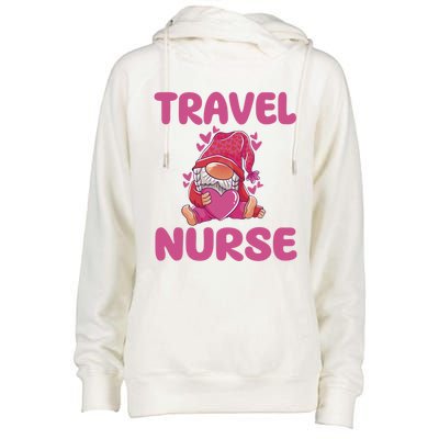 Cute Travel Nurse Gnome Outfit Registered Nurse Great Gift Womens Funnel Neck Pullover Hood