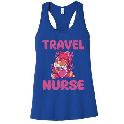 Cute Travel Nurse Gnome Outfit Registered Nurse Great Gift Women's Racerback Tank