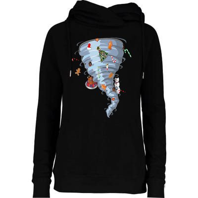 Christmas Tornado New Year Storm Scary Weather  Womens Funnel Neck Pullover Hood