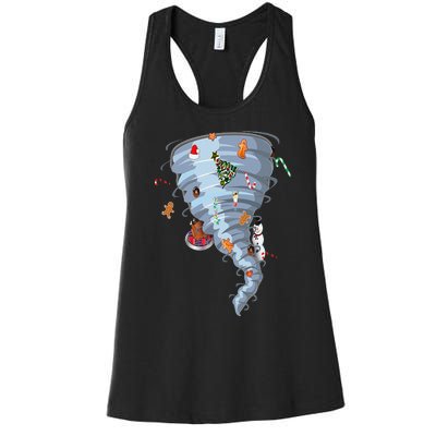 Christmas Tornado New Year Storm Scary Weather  Women's Racerback Tank