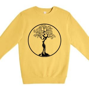 Circle Tree Of Life Yoga Great Gift Premium Crewneck Sweatshirt