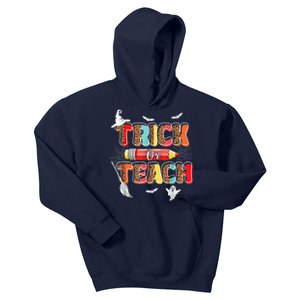 Cute Trick Or Teach Fun Halloween Teacher Leopard Groovy Kids Hoodie