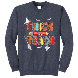 Cute Trick Or Teach Fun Halloween Teacher Leopard Groovy Sweatshirt