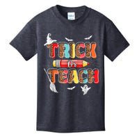 Cute Trick Or Teach Fun Halloween Teacher Leopard Groovy Kids T-Shirt