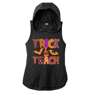 Cute Trick Or Treat Halloween Patterns Ladies PosiCharge Tri-Blend Wicking Draft Hoodie Tank