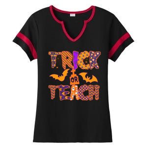 Cute Trick Or Treat Halloween Patterns Ladies Halftime Notch Neck Tee