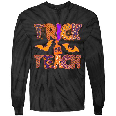 Cute Trick Or Treat Halloween Patterns Tie-Dye Long Sleeve Shirt