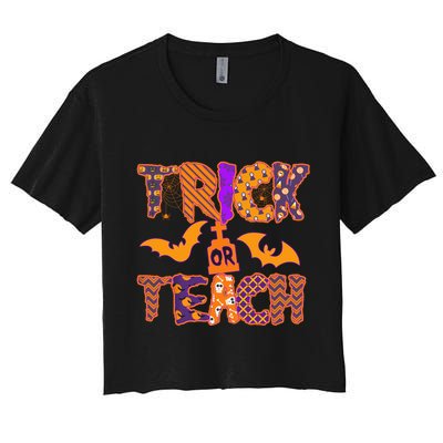 Cute Trick Or Treat Halloween Patterns Crop Top