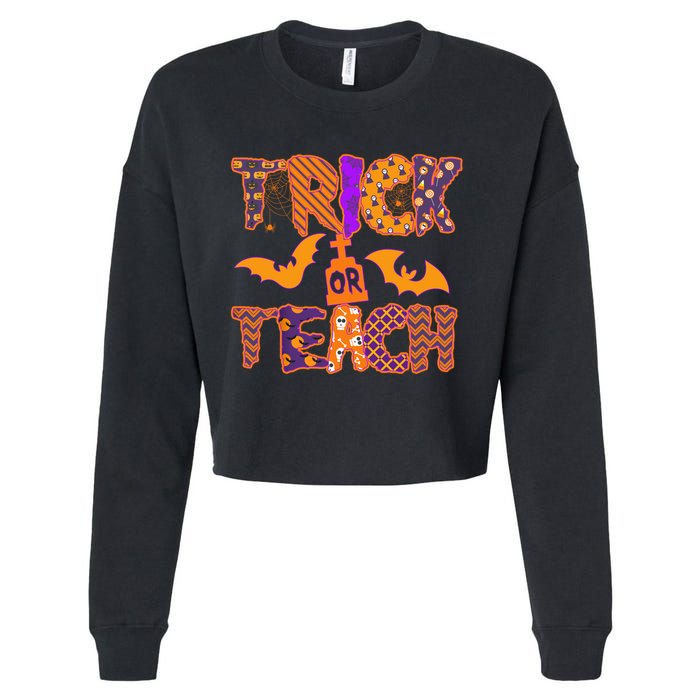 Cute Trick Or Treat Halloween Patterns Cropped Pullover Crew