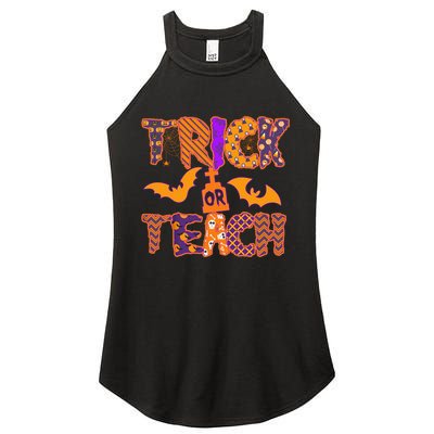 Cute Trick Or Treat Halloween Patterns Women's Perfect Tri Rocker Tank